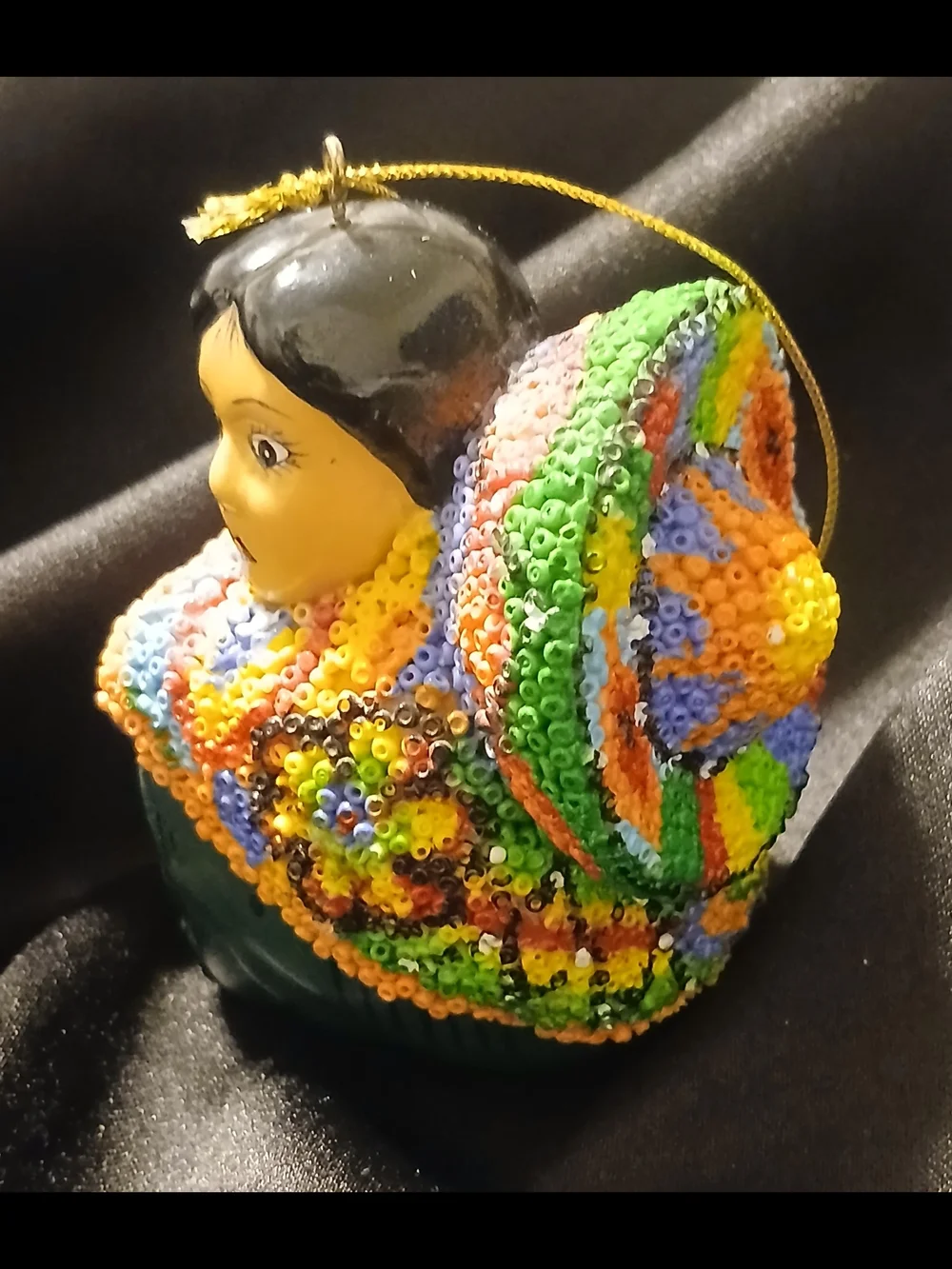 Handcrafted Mexican Folk Art Ornament  Intricate Sombrero Huichol Style Beaded